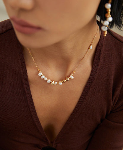 Athena Silver Pearl Necklace